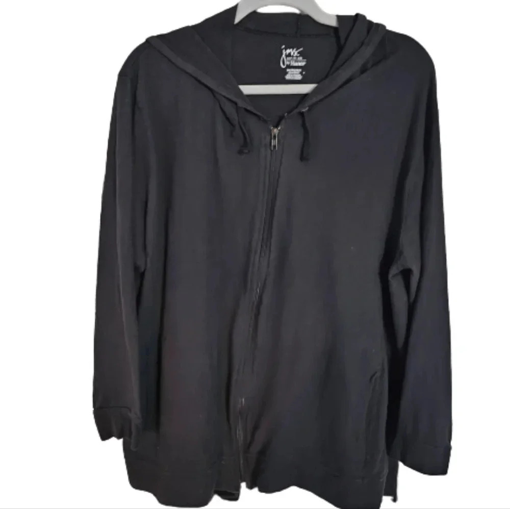 JMS Just My Size Black Full Zip Lightweight Hoodie